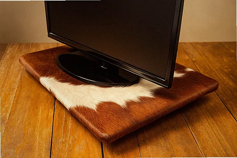 Cowhide Lazy Susan TV Swivel Stand Turntable Base – Real Cowhide Western Decor