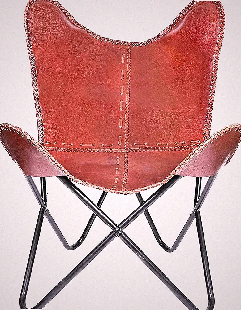 Handmade Buffalo Leather Butterfly Chair Lounge Relax Arm Chair Sleeper Seat New