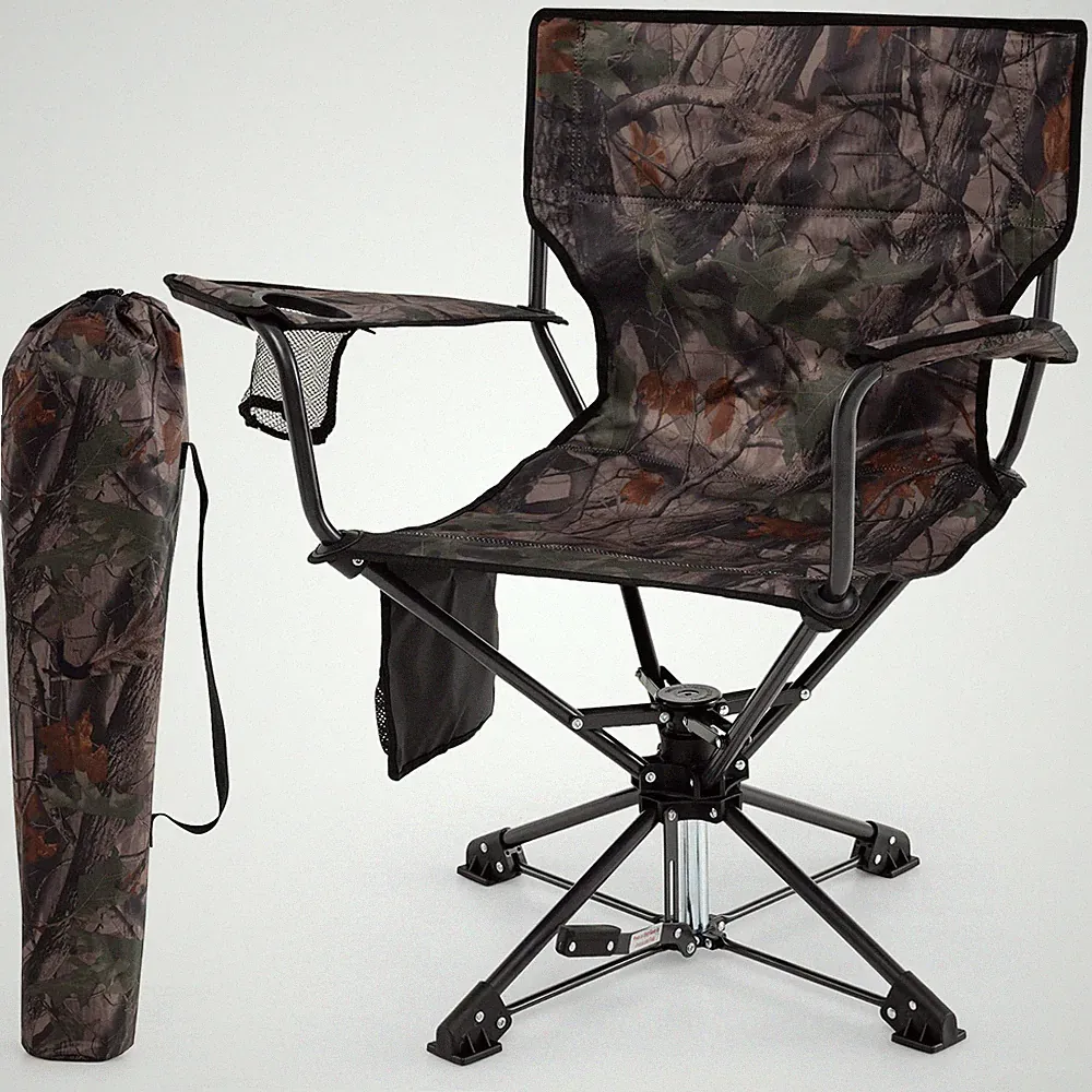 Hunting Chair, 360 Degree Silent Swivel Blind Chair with Cup Holder, Storage...