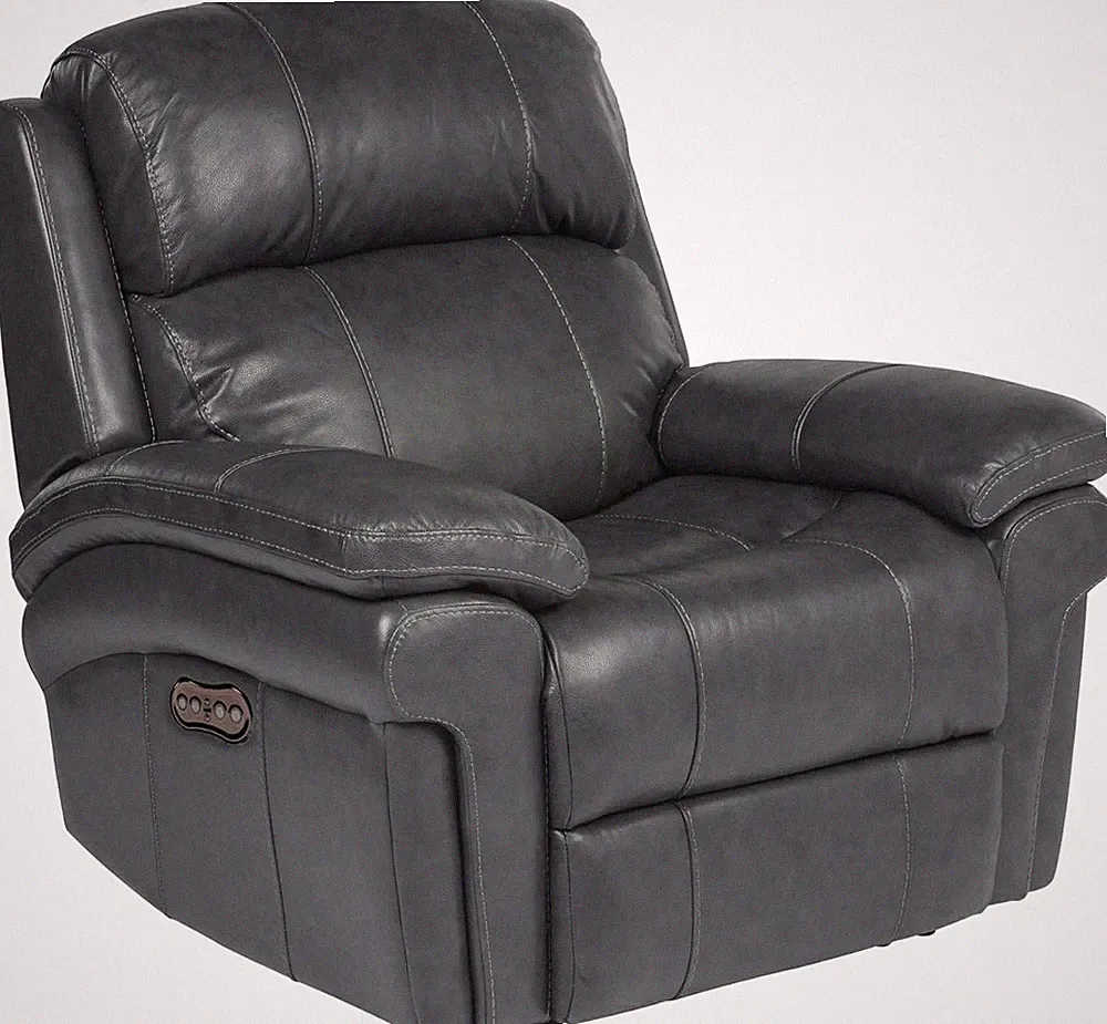 Steel Gray Luxe Leather Power Recliner for Ultimate Comfort